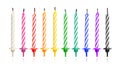 Burned birthday candles isolated on white background. Colorful collection. Clipping path Royalty Free Stock Photo