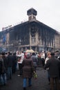 Burned building on Euromaidan, Kiev, Ukraine