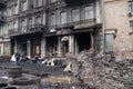 Burned building on Euromaidan, Kiev, Ukraine
