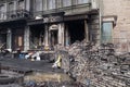 Burned building on Euromaidan, Kiev, Ukraine