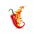 Burned chili peper on white background. Generative ai