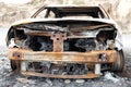 Burned down car wreck