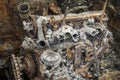 Burned down rusty engine Royalty Free Stock Photo