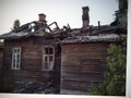 burned-down wooden house Royalty Free Stock Photo