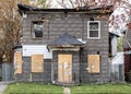 Burned and fire damaged house in St. Thomas, Ontario, Canada