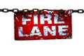 Burned Fire Lane Sign, Isolated on White