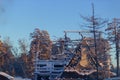 Burned house against blue sky Royalty Free Stock Photo