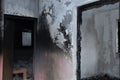 BURNED HOUSE: Doors at home after fire Royalty Free Stock Photo