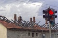 Burned house roof Royalty Free Stock Photo