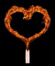 Burned match in shape of heart