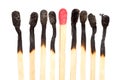 Burned matches over white Royalty Free Stock Photo