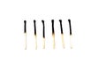 Burned matches on a white background, isolated Royalty Free Stock Photo