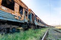 Burned out blown up wagons war between Russia and Ukraine Royalty Free Stock Photo