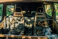 Burned out car, inside view Royalty Free Stock Photo