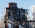 Burned out remains of an office building destroyed by fire Royalty Free Stock Photo