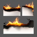 Burned Paper Realistic Colored Icon Set Royalty Free Stock Photo