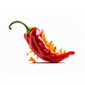 Burned red chili peper on white background. Generative ai