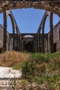 Burned remains of the church of San Agustin, attached to the historic building of Instituto Canarias Cabrera Pinto.