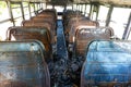 Burned school bus at Shore Parkway in Brooklyn