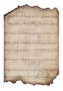 Burned Vintage Music Sheet Royalty Free Stock Photo