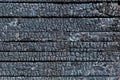 Burned wooden plank background. Details of surface of charred wood Royalty Free Stock Photo