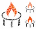 Burner nozzle flame Mosaic Icon of Inequal Pieces