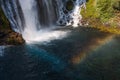 Rainbow and Flowing Water of Burney Falls in McArthur-Burney Falls Memorial State Park, California Royalty Free Stock Photo