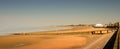 Burnham-on-sea, Somerset, UK April 19, 2021 - Panorama of the beach on a sunny spring day Royalty Free Stock Photo