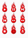 Burnig player buttons (red) Royalty Free Stock Photo