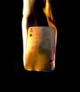 Burning Ace of spades. Royalty Free Stock Photo