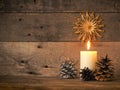 Burning Advent candle, First Advent Royalty Free Stock Photo