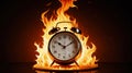 Burning alarm clock on dark background Royalty Free Stock Photo