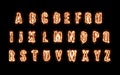 Burning Alphabets Set on black Background. All Letters with Fire Flames. Hot Text Graphic for hot Projects Royalty Free Stock Photo