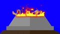 Burning Alter with a Human Sacrifice on a Blue Screen