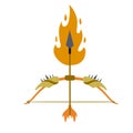 Burning arrow. Fire and flame, Lord Rama bow. Indian festival navratri and Vijayadashami celebration Royalty Free Stock Photo