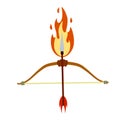 Burning arrow. Fire and flame, Lord Rama bow. Indian festival navratri and Vijayadashami celebration