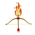 Burning arrow. Fire and flame, Lord Rama bow. Indian festival navratri and Vijayadashami celebration Royalty Free Stock Photo