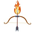 Burning arrow. Fire and flame, Lord Rama bow. Indian festival navratri and Vijayadashami celebration Royalty Free Stock Photo