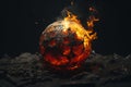 a burning ball of fire on a black background
