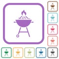 Burning barbecue grill simple icons