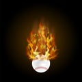 Burning Baseball Ball with Fire Flame Royalty Free Stock Photo