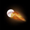 Burning Baseball Ball with Fire Flame Royalty Free Stock Photo