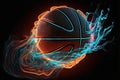 Burning basketball, created with Generative AI technology Royalty Free Stock Photo