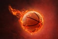 Burning basketball on fire background Royalty Free Stock Photo
