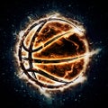 Burning basketball. Royalty Free Stock Photo