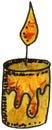 Burning Beeswax Candle with Flame Whimsical Illustration