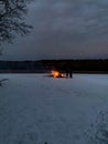 Bonfire on a Winter Evening Royalty Free Stock Photo