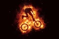 Burning bike bmx biker bikinig fire flames Royalty Free Stock Photo