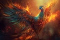 Burning bird artwork. Generate AI