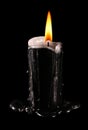 Burning Black Candle on Dark Background Royalty Free Stock Photo